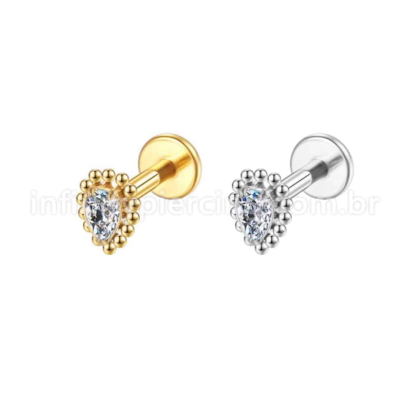 Piercing Labret Aço Cirúrgico Gota Zircônia